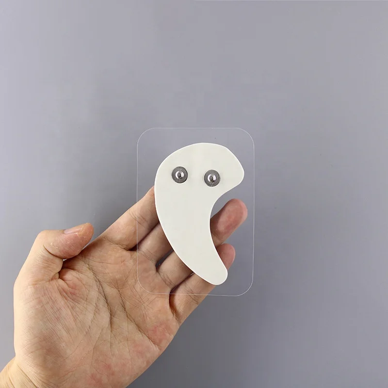 5.5 * 8.5cm Ear Shape Two Snap Button Connectors Electrode Therapy Massage Patch Foam Electrode Pad