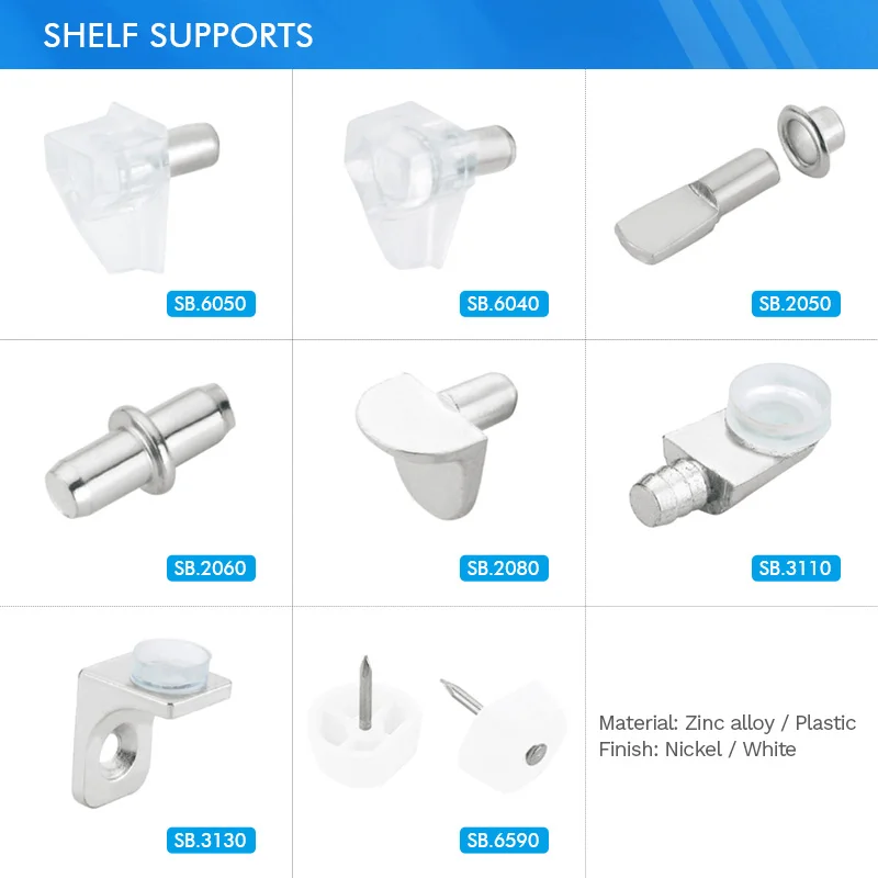 TOPCENT 5mm 6mm Furniture Metal Cabinet Cupboard Invisible Hidden Shelf Support Pins for Furniture Hardware