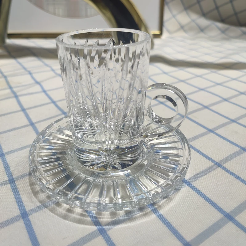 Transparent Hot selling Wholesale Customized High-quality Fancy Glass Tea Cup Coffee Cup  Set
