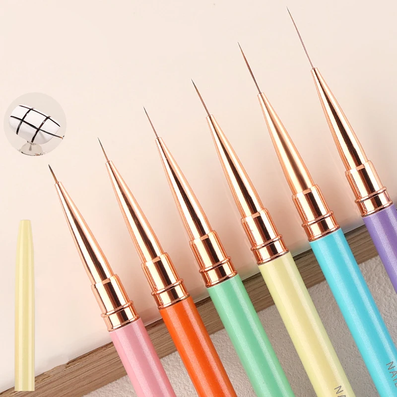 New Nail Brush Metal Rod Nail Drawing Wire Pen Candy Color Nail Drawing Brush Stripe Drawing Liner Brushes