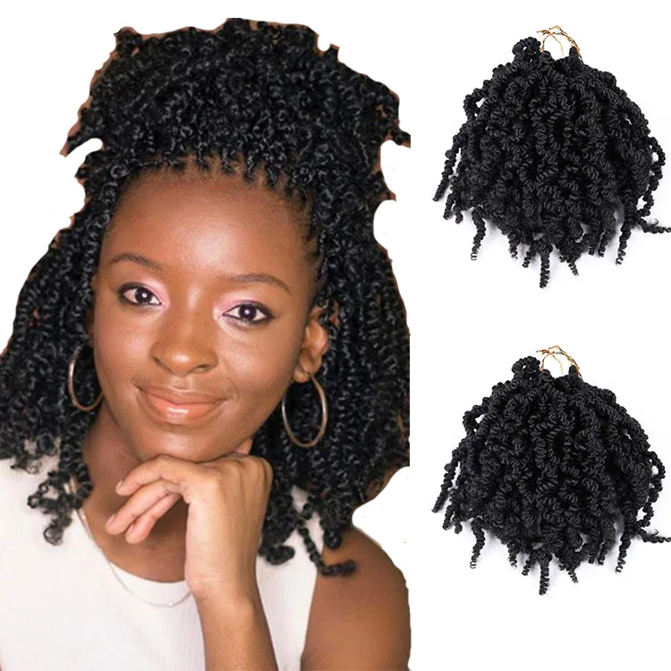 Pre-twisted Spring Twist Crochet Hair Extensions Afro Spring Twist Braids Hair Synthetic Fiber Solid And Ombre Color Spring Hair