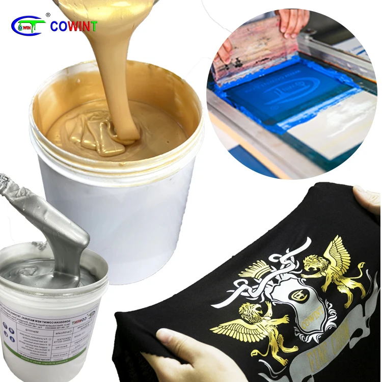 Cowint high quality screen printing ink glitter/silver rubber paste printing ink glitter paste