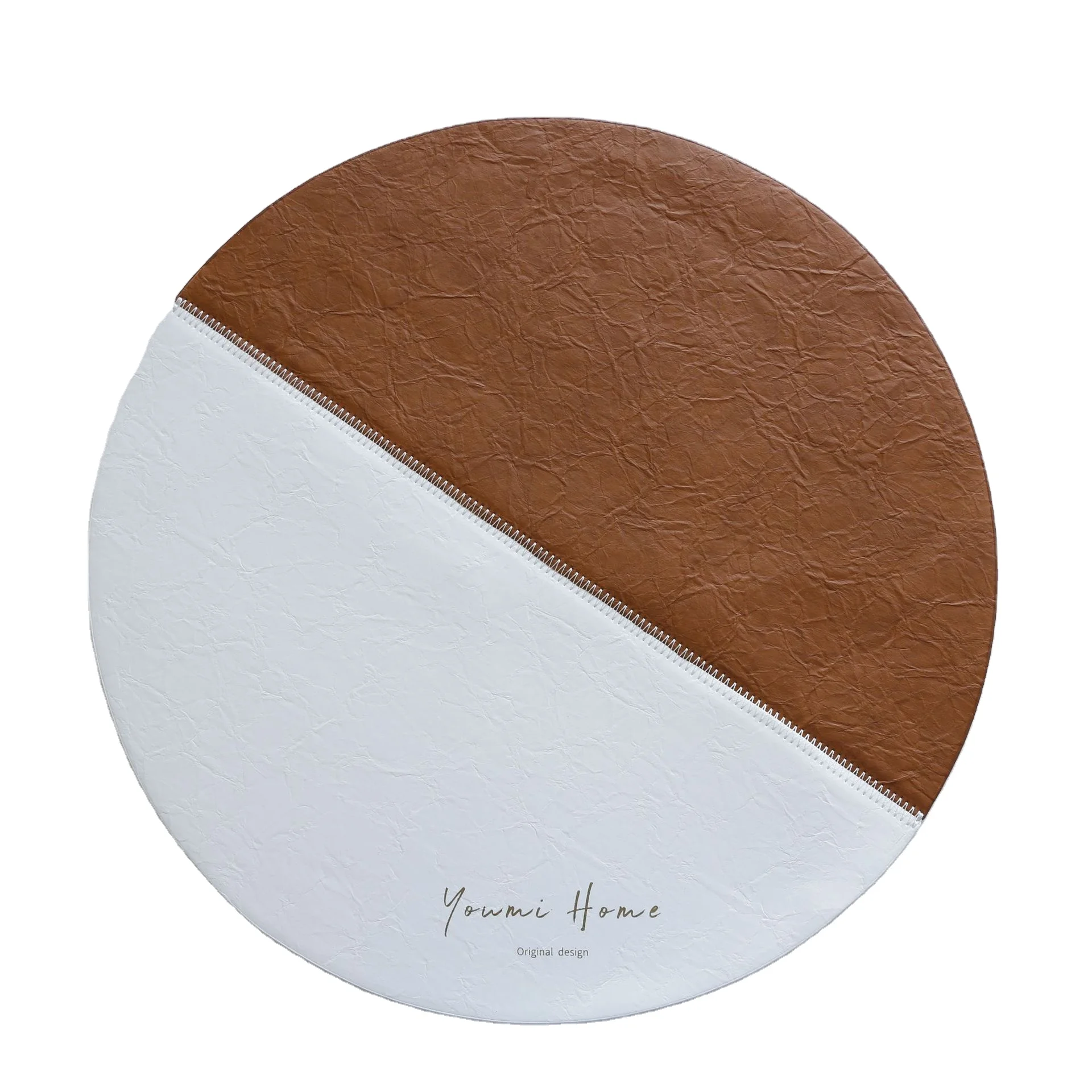 Custom Printed Kitchen Table Mat Round Pu Leather Placemats insulating mat
