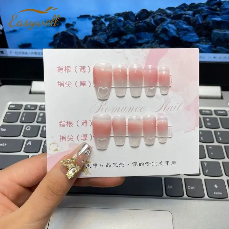 Custom handmade French White Stars Shining Sequins Gel Nails Diamond Press On Full Cover Acrylic Finger Nail Tips