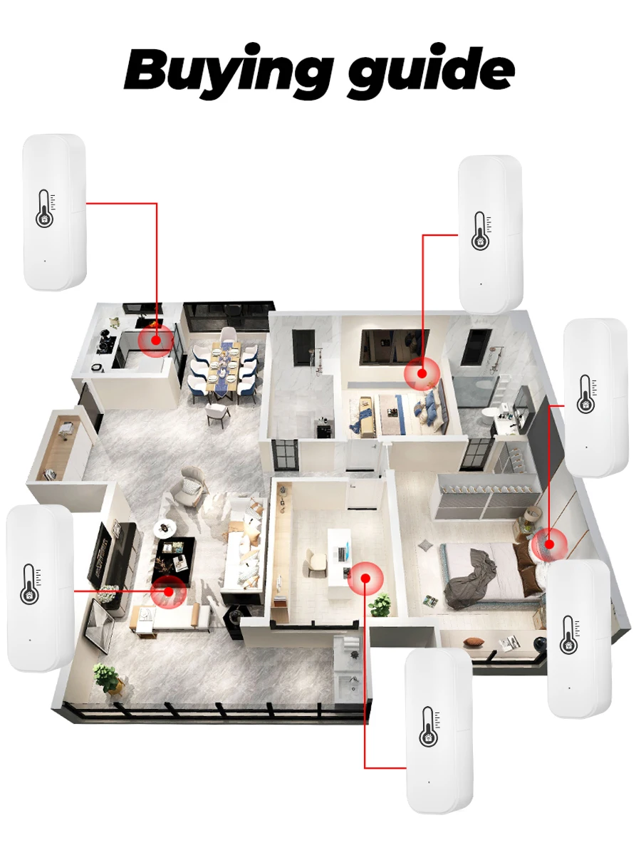 2024 Tuya Wifi High Sensitive Temperature and Humidity Sensor Thermometer Hygrometer Support 2 Way Control Works With Smart Life