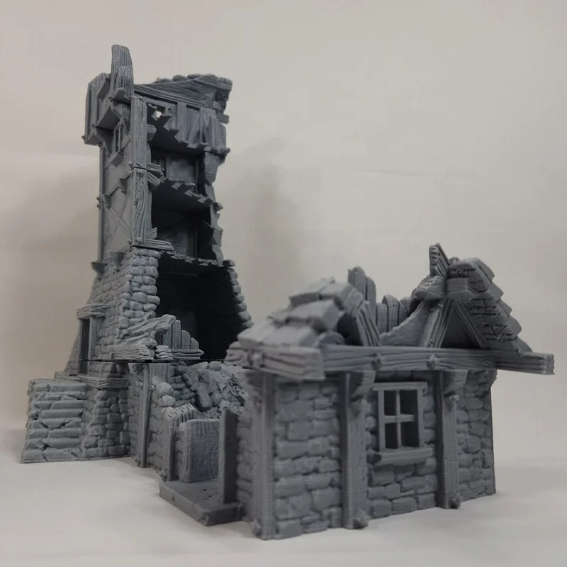 custom craft 3D miniature tabletop terrain games decor unpainted layered DnD resin Tower Ruin model figurines