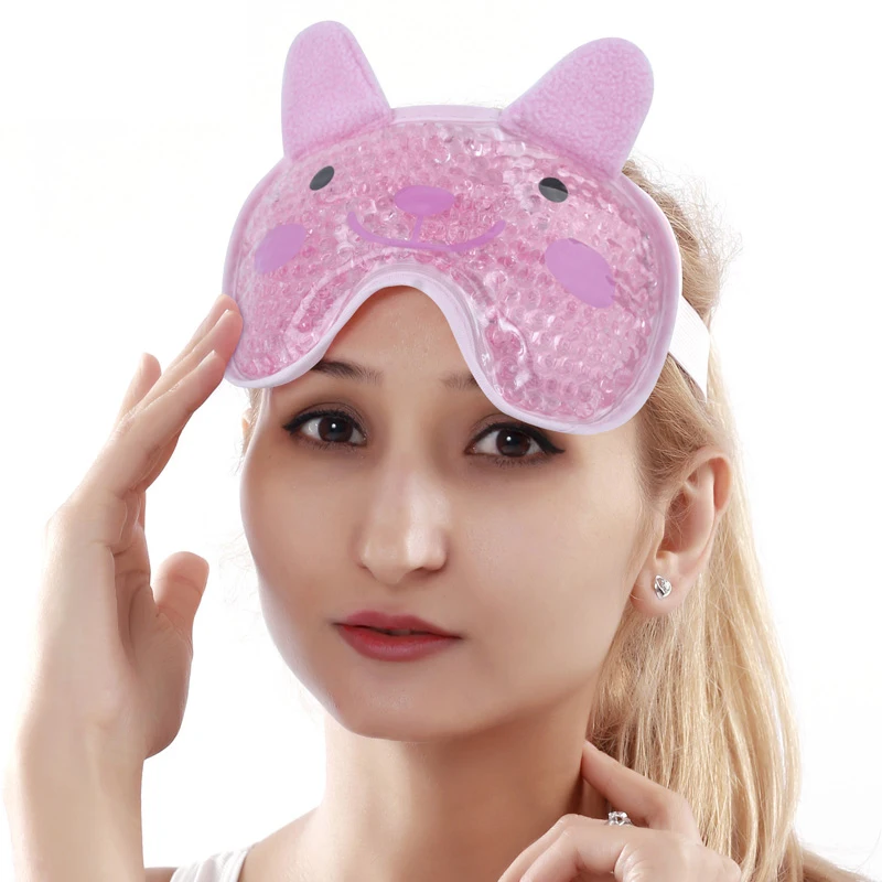 
Reusable Soft Fabric Gel Beads custom eye mask animal Dark Circle Ice Pack cat sleeping mask 