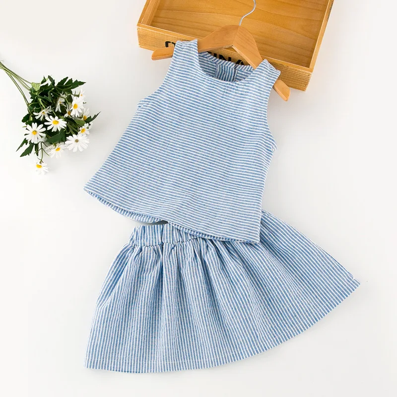 Bulk Wholesale Kids Summer Clothing Girl Skirt And Crop Top Set