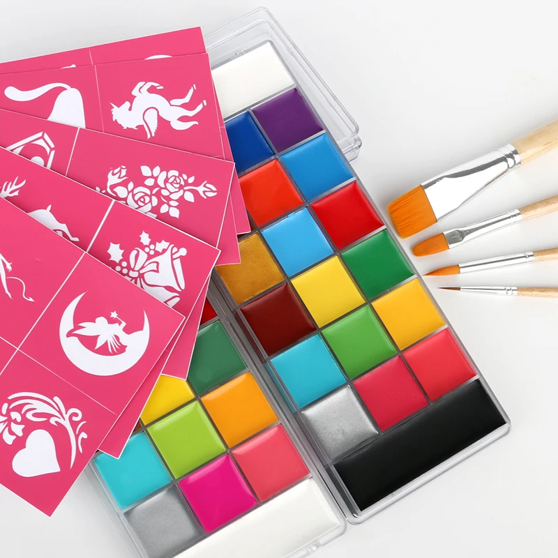 Professional Flash Non Toxic Safe Tattoo Halloween FX Party Artist Fancy Makeup Oil Face Painting Kit For Kids and Adult