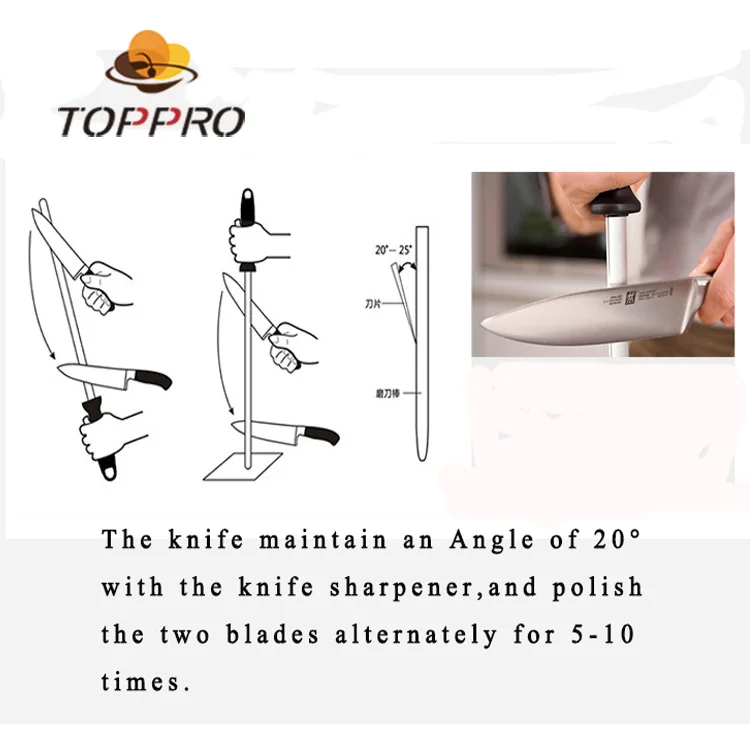 
Wholesale Hign quality Diamond stone kitchen knife blade sharpener rod VISON 