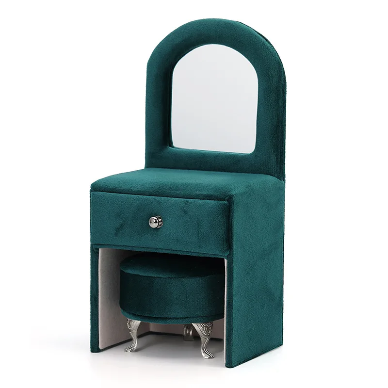 Hot Selling Dutch Flannel Jewelry Box Compact Sofa Accessories Storage Box Makeup Mirror Decorative Ring Storage Organizer Whole