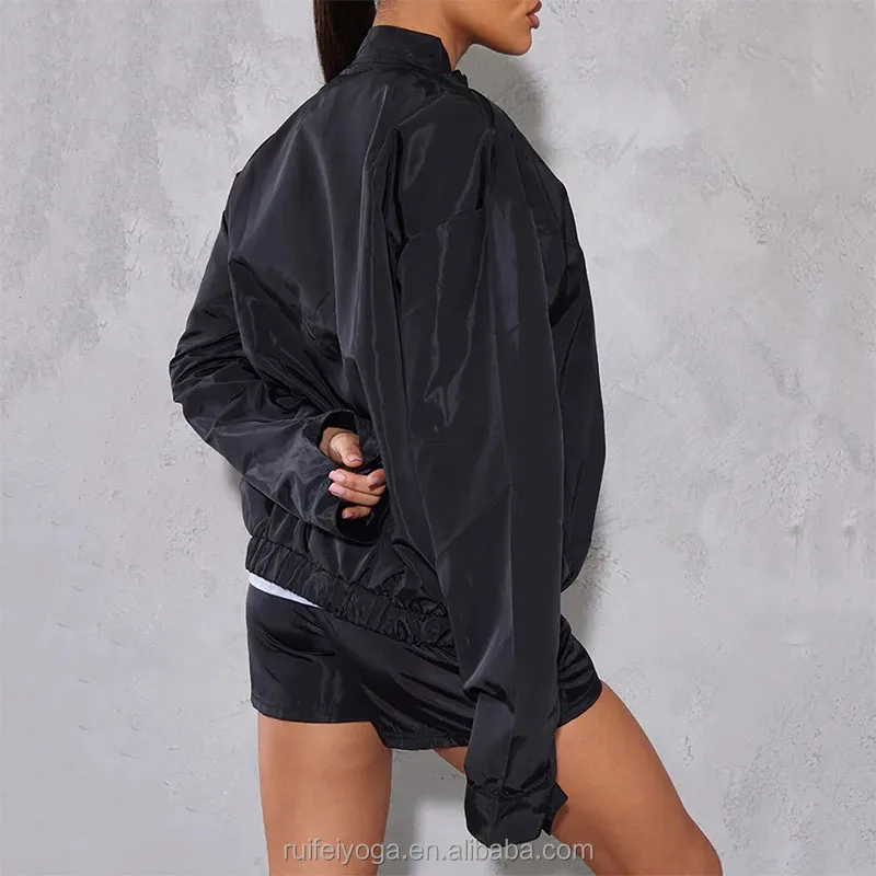 Custom Logo Quick Dry Waterproof Unisex Front Full Zipper Gym Fitness Black Sport Shell Nylon Windbreaker Jacket For Women