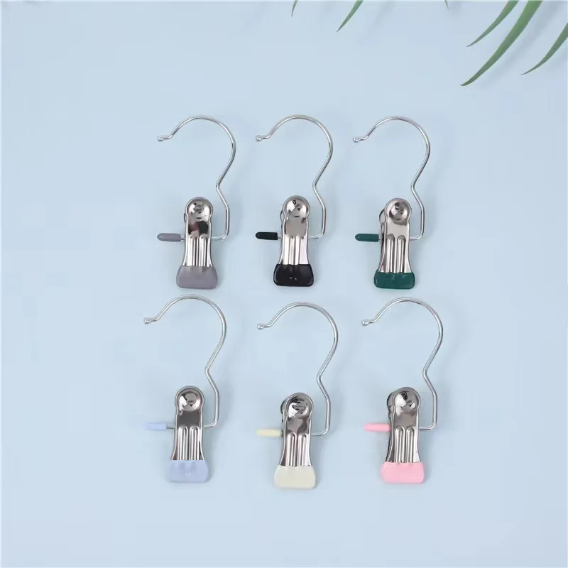Wholesale Multifunctional  Metal Non-slip Hanger  Practical three-letter clip universal clothespin home sock hooks