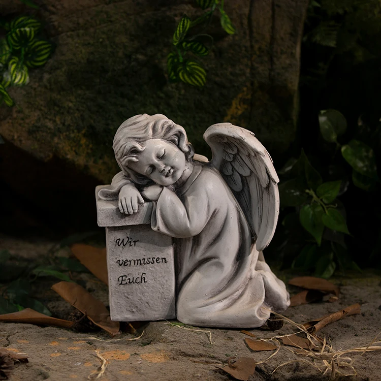 Садовые уличные статуи памятного ангела кладбища оптовая продажа полирезиновых камней декоративные гравировки/