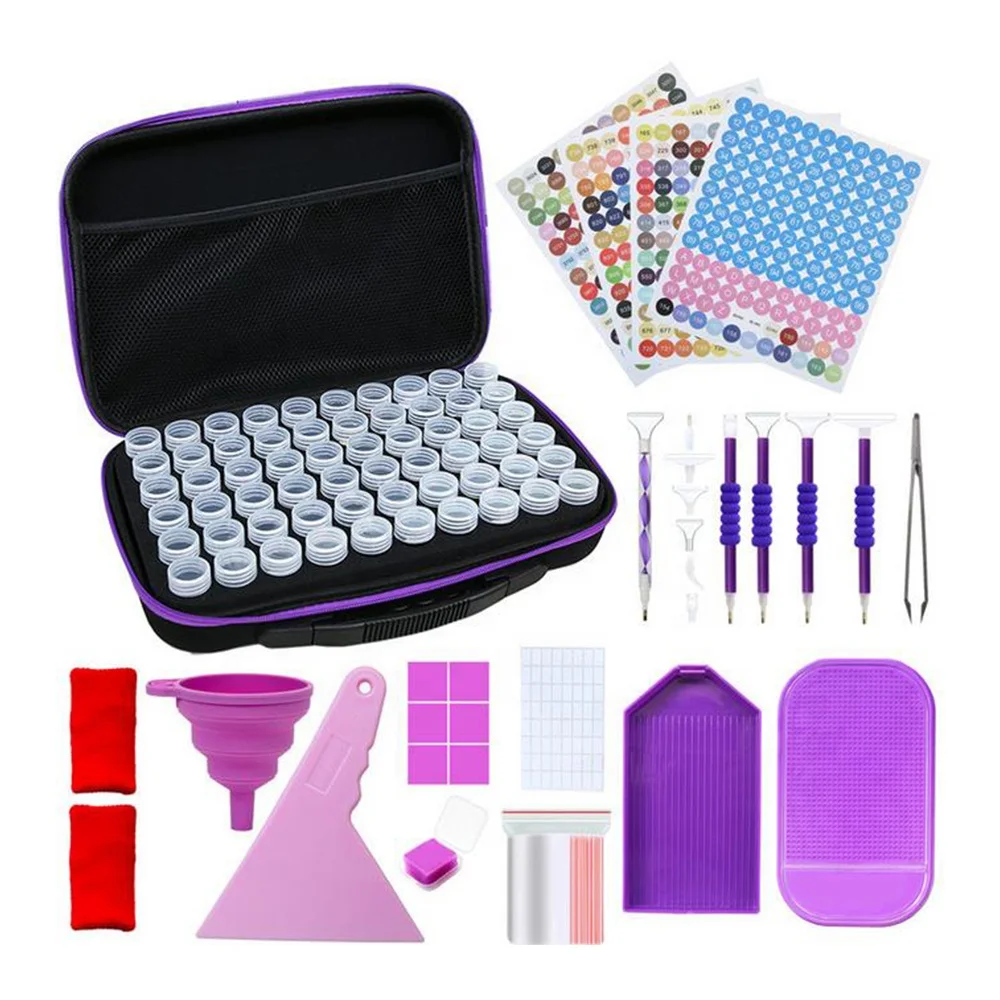 Diamond Dot Art Organizer Tool Set DMC Stickers Multi Pen Diy Diamond Painting Tools Accessories Storage Box