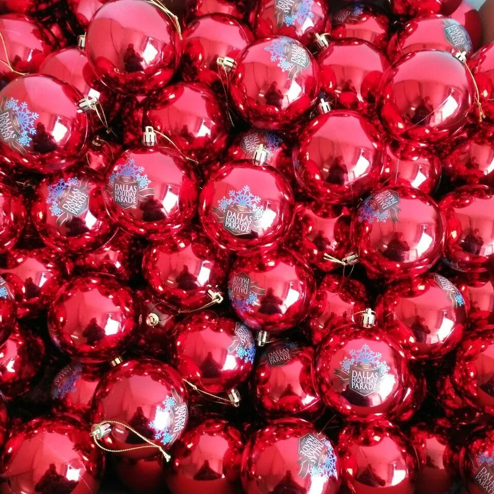 8cm custom plastic christmas ball ornament with full color printing