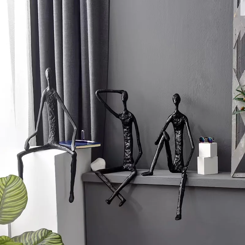 Abstract artwork gallery rustic man sculpture black luxury household decoration home office decor nordic accessory metal statue