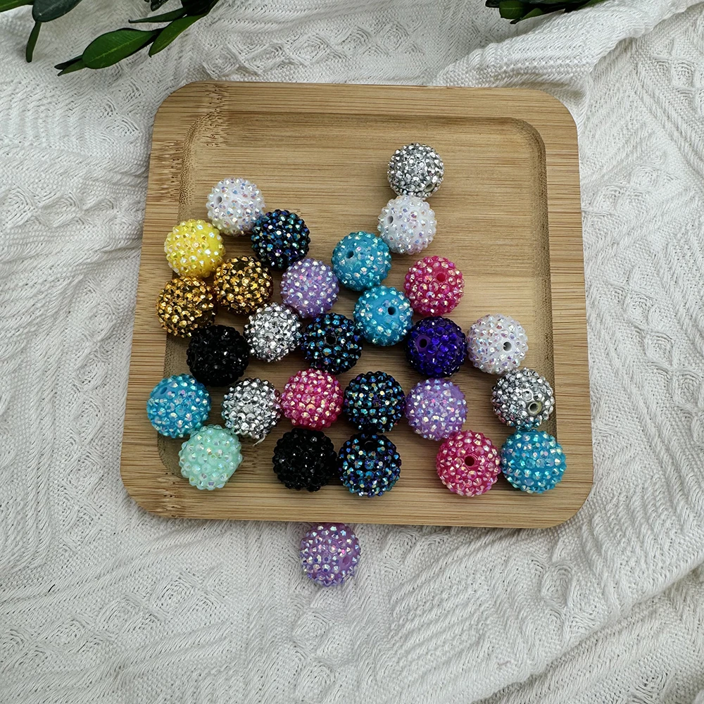 20mm Various Color Chunky Beads Acrylic Bubblegum Crystal Clay Sparkling Fancy Shiny Craft Rhinestone  Beads For Jewelry Pen