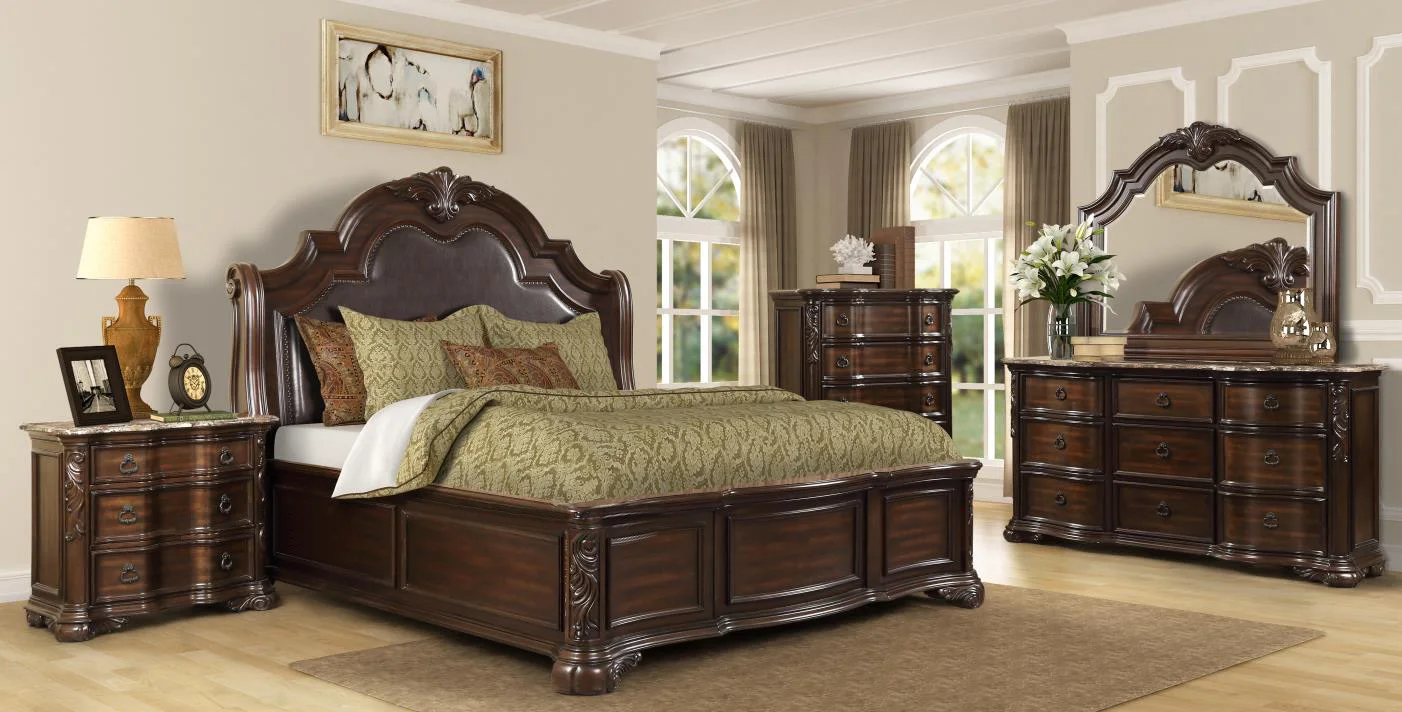 Goodwin Wholesale Hot Sell Solid Wooden Classic Furniture Bedroom Set King Size Bed Queen Size Bed GLD09