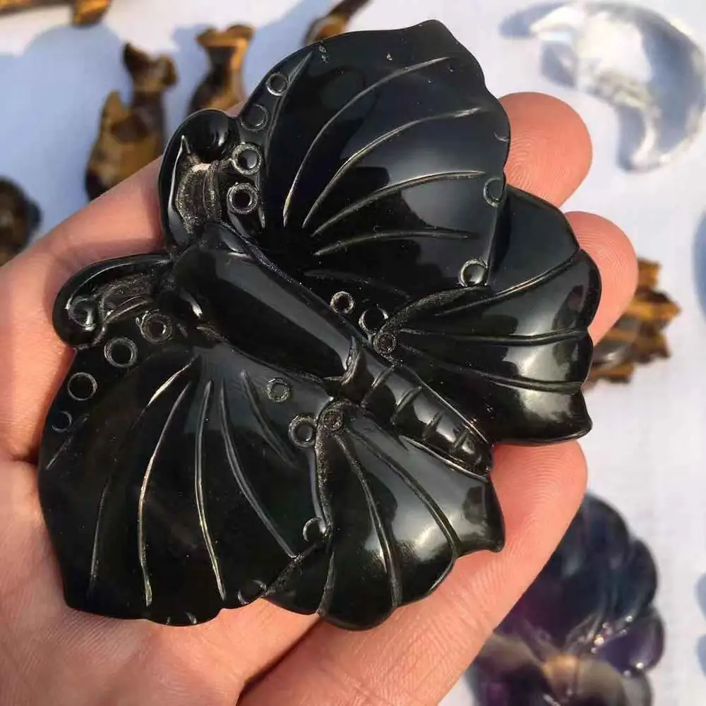 Wholesale Natural Crystal Carving Obsidian Butterflies For Gifts