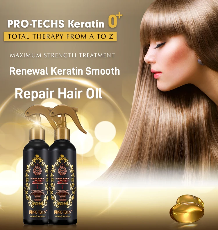 Pro-techs Keratin 0+ Renewal Keratin Smooth Thermal Protector Conditioning Spray Restore Strength And Moisture Repair Hair Spray