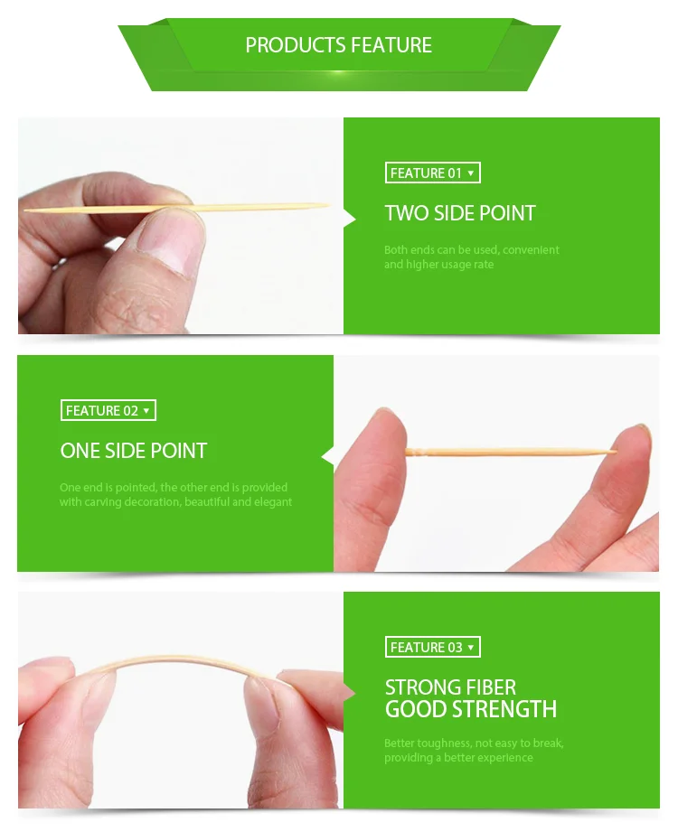 Disposable Eco-friendly bamboo dental toothpick with plastic containers