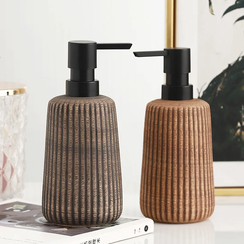 Brown Bathroom Set Soap Dispenser Bathroom Set with Hand Soap Custom Bathroom Set Hand Liquid Sanitizer Bottle