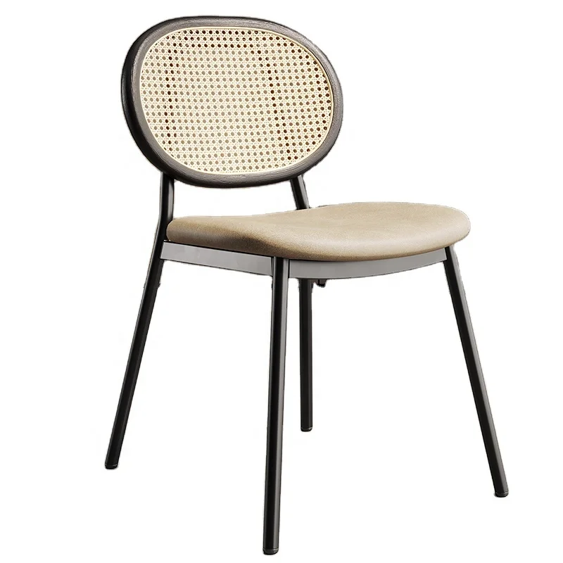 2021 New arrive household industrial style dining room chair rattan retro backrest chair fashion simple hotel restaurant chair