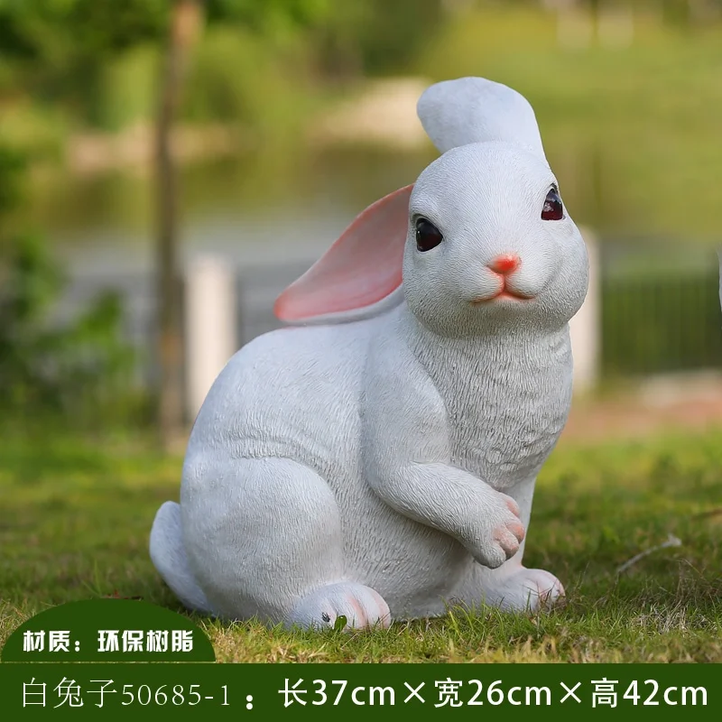 
Cheap Price Lovely Life Size Realistic Fiberglass Resin Rabbit Statues For Park Decoration 