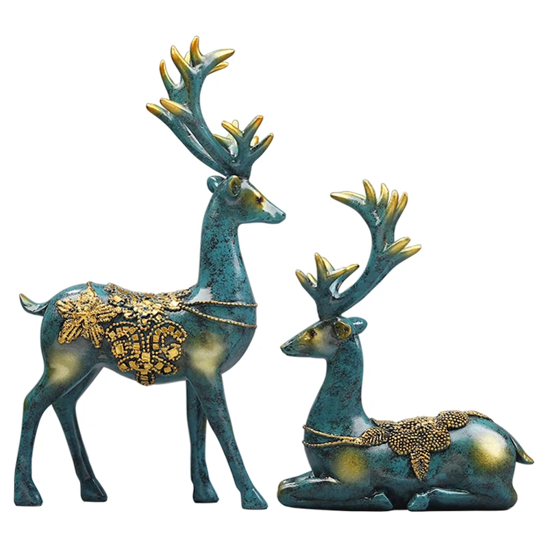 Nordic luxury pair of deer living room entrance partition TV wine cabinet decoration ornaments small furnishings resin crafts