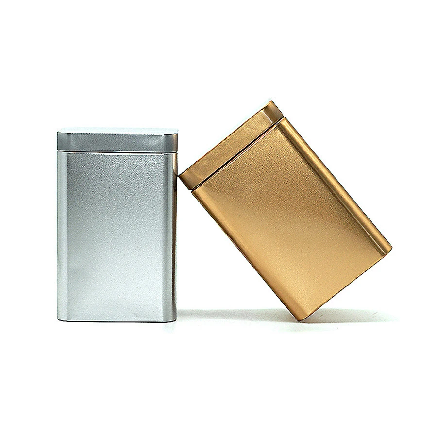 Food Grade Square Tin Cans Matte Metal Packaging Coffee Can Loose Leaf Tea Box Rectangular Tin Can