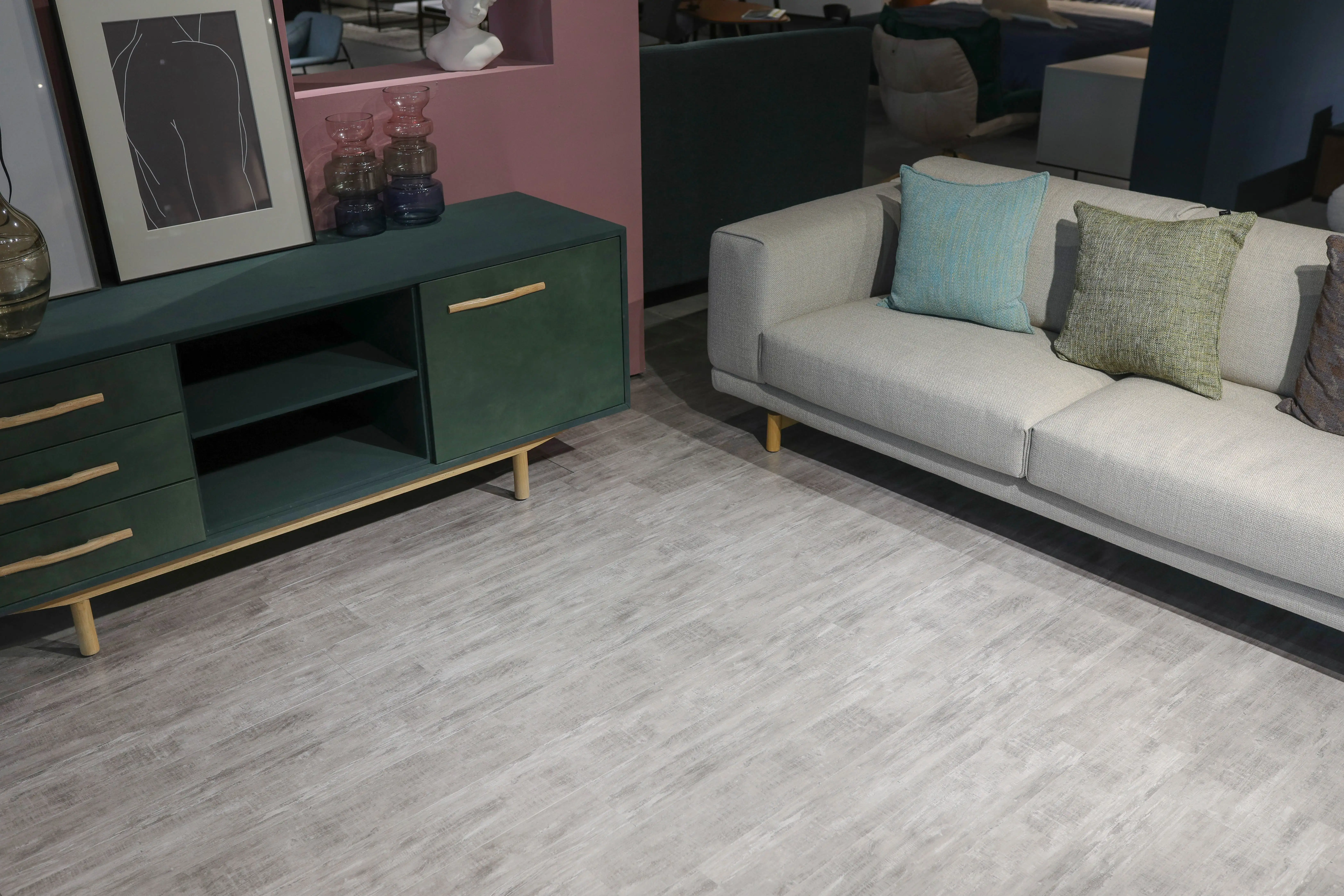 BAOLIN PVC floor tile garage stickers for floor tiles self adhesive wood flooring