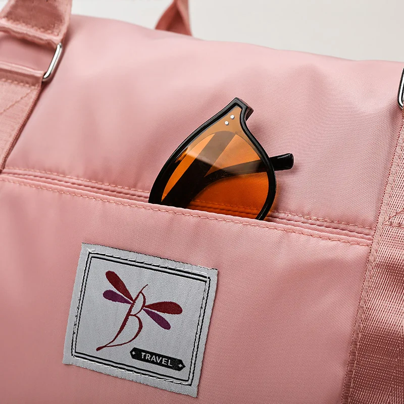 Waterproof Sports Zipper Custom Logo Pink Duffel Travel Weekender Duffel Bag Gym Tote Handbags For Women