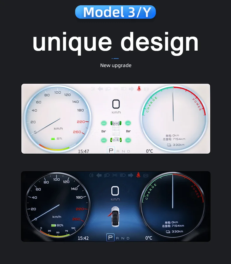 EVbase 9 inch Full Touch Screen tesla heads up display carplay GPS Navigation WIFI Support car display screen for Model 3 Y