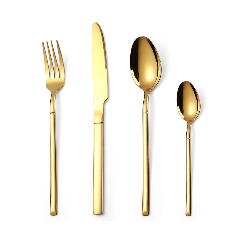 Wholesale 4pcs Stainless Steel 18/10 Cutlery Sets Mirror Polish Knife Fork Spoon Cutlery Set Gold Cutlery For Restaurant