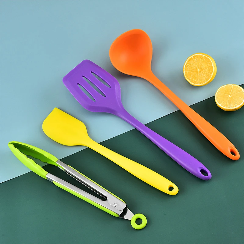 Food Grade Heat Resistant 10 Piece Kitchenware Tool Spoon Whisk Tongs Non-stick Cooking Spatula Silicone Kitchen Utensil Set
