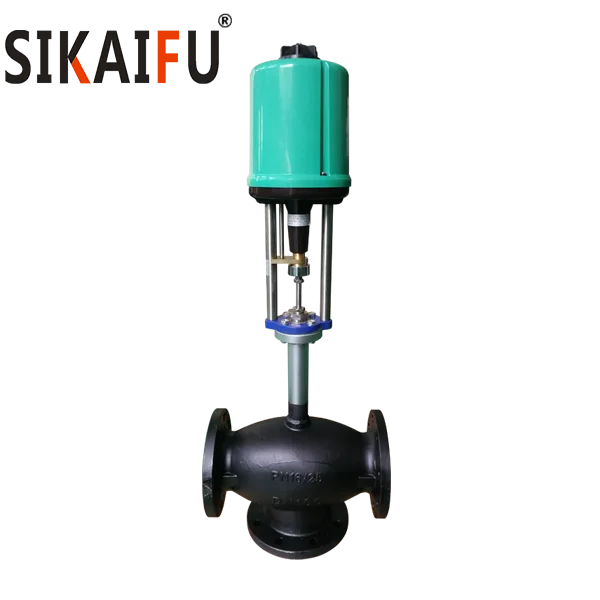 DN100 WCB Electric 3 way Control Valve 4-20mA Input Signal