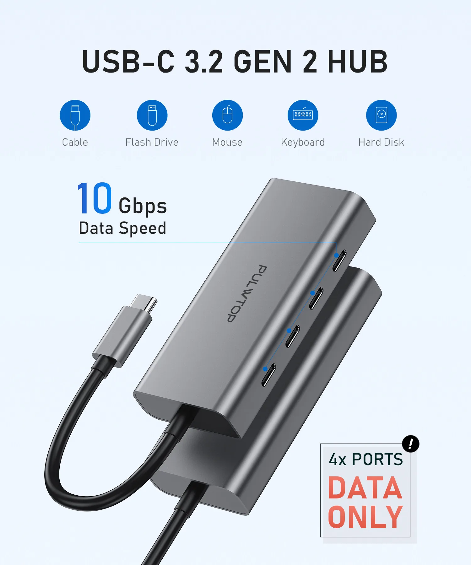 PULWTOP 4 in 1 Ports Desktop Hub Splitter High Speed PC 3.0 4Port Adapter 4-port Docking Station 2.0 3.2 Usb Hubs for macbook