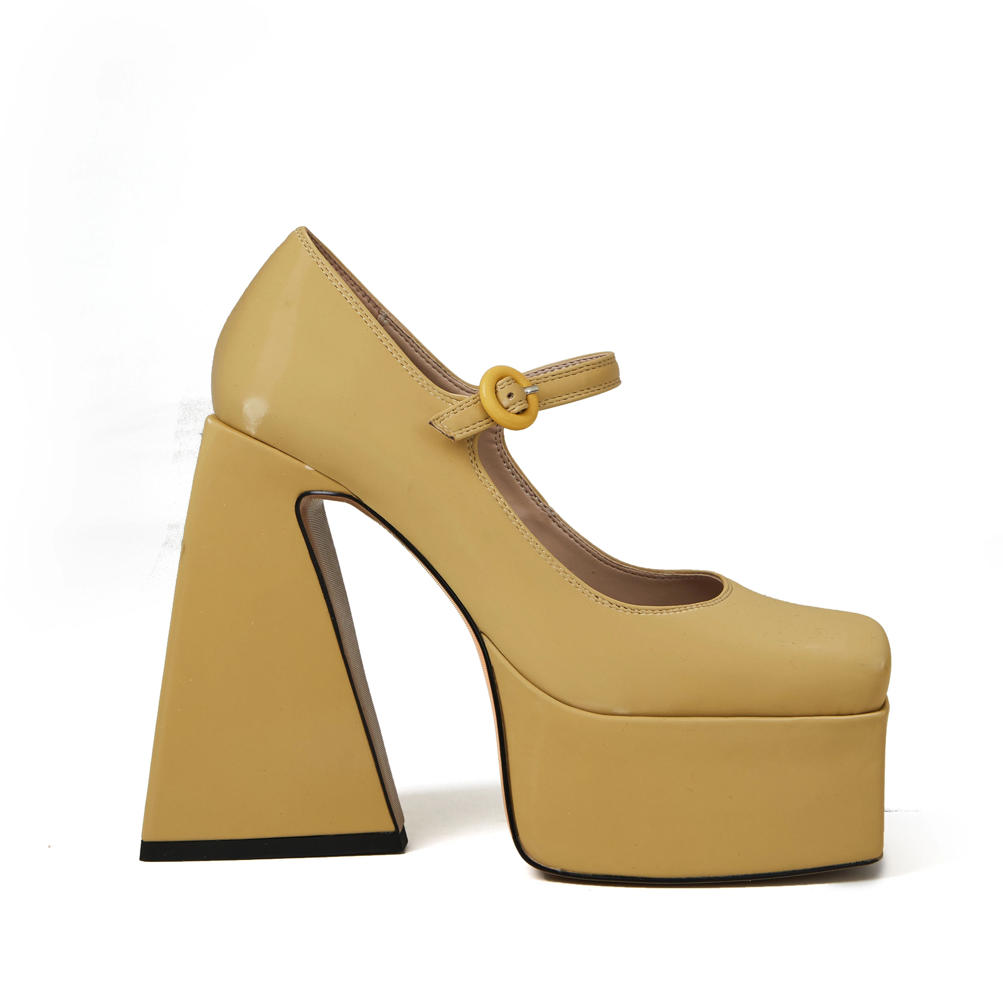 Женские туфли на платформе туфли-лодочки квадратном каблуке с застежкой-пряжкой 2022