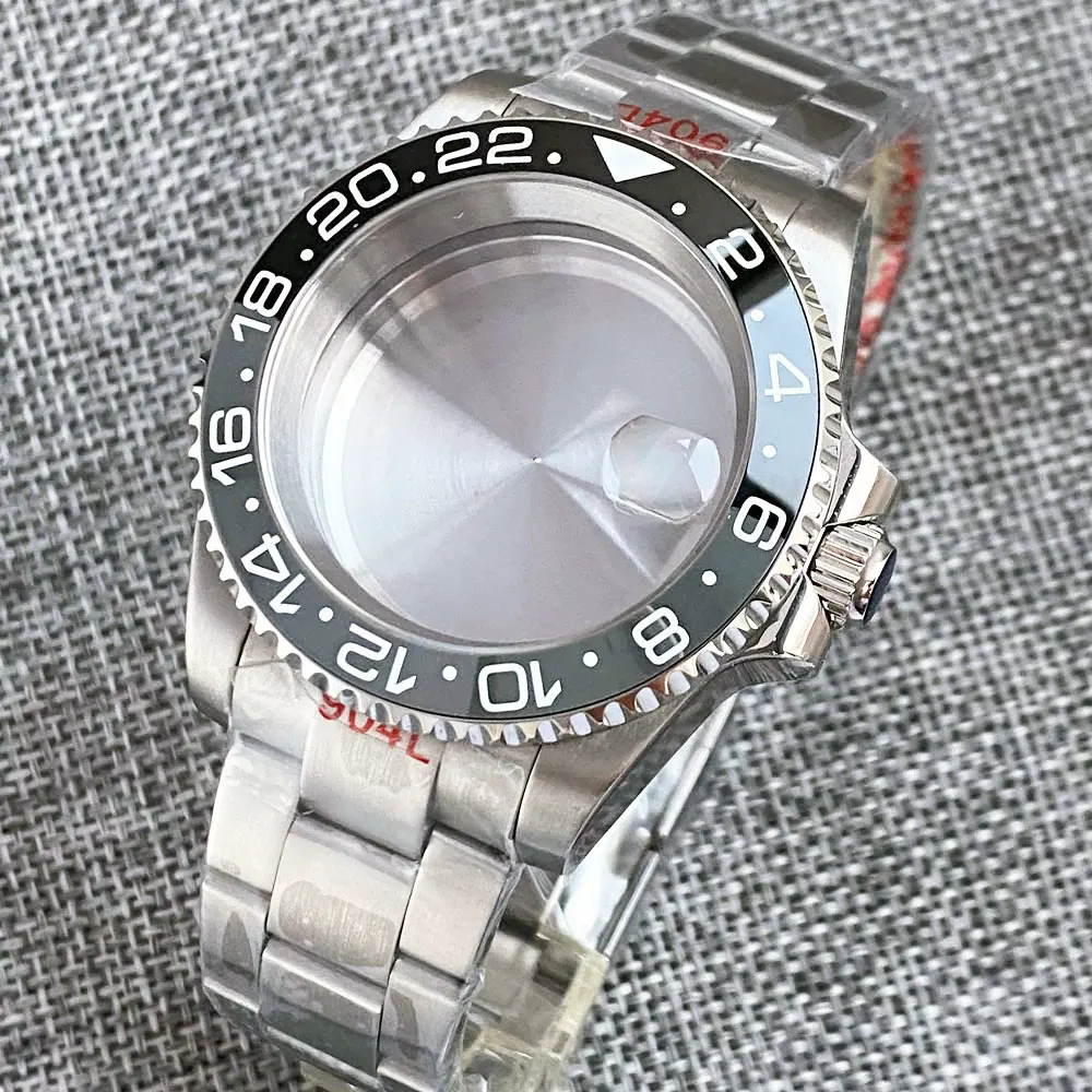40 мм GMT черный Grey SUB чехол для часов NH34 NH35 NH36 NH70 NH72 NH38 стальной скользящий ремешок Сапфировая керамическая вставка