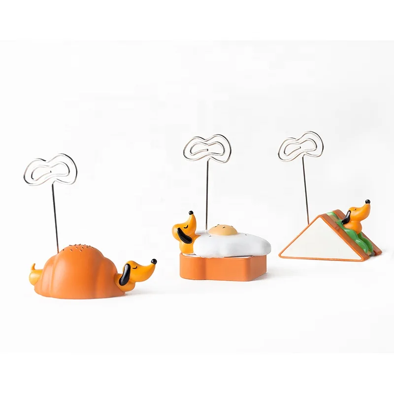 dachshund resin OEM cartoon custom desktop card display  memo clip holder memo holder