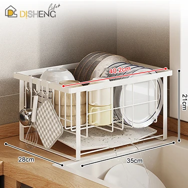 Home Cutlery Storage Rack Kitchen Dish Drain Organizer Steel Drain Rack Household Drain Dish Rack Utensil Storage Holder Shelf