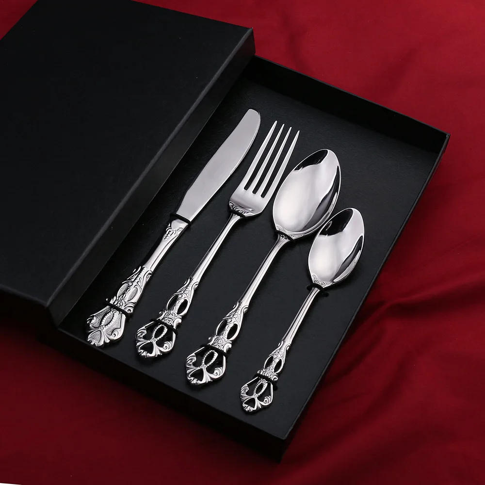 Gold Flatware Silverware Dinner Fork Knife Spoon 18/8 Stainless Steel Cutlery Set