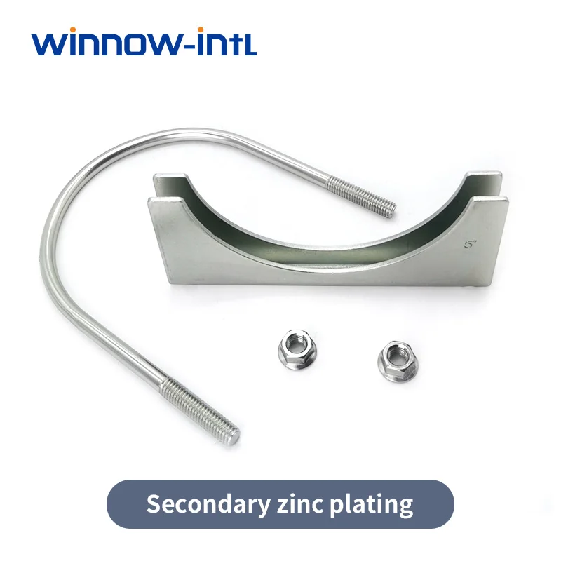 China Manufacturer M8 M10 Zinc Plated U Bolt  Heavy Duty Exhaust Hose Clamp