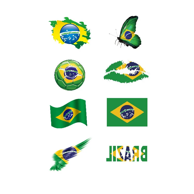 custom flags temporary tattoos  for Qatar  World Cup stickers Brazil flag body tatoo