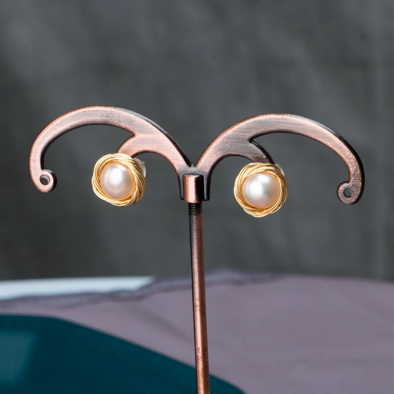 Factory Wholesale High Quality 925 Sliver Gold Color Handmade Freshwater Pearl Earring With Low Price