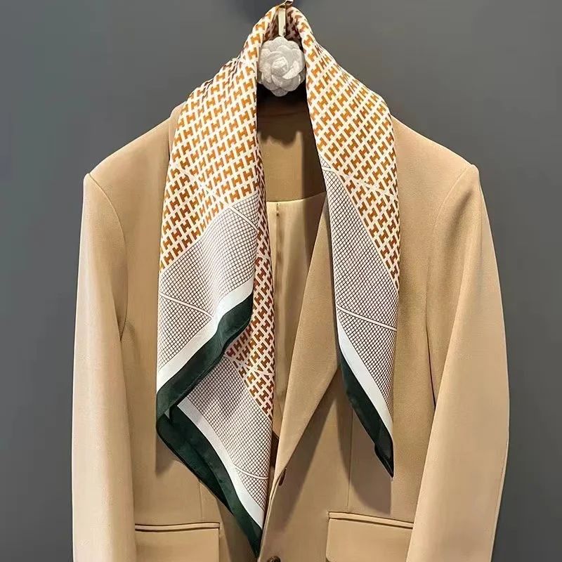 Silk Feeling Printed Fashion Scarves All-matched Casual Lightweight Shawl For Wholesale