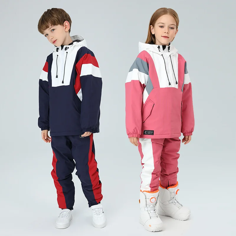 Manufacturers Children Winter Snow Wear Snowsuit Windbreaker Jacket Waterproof Pants Warm Thick Ski Suit Boys Girls Snow Suit