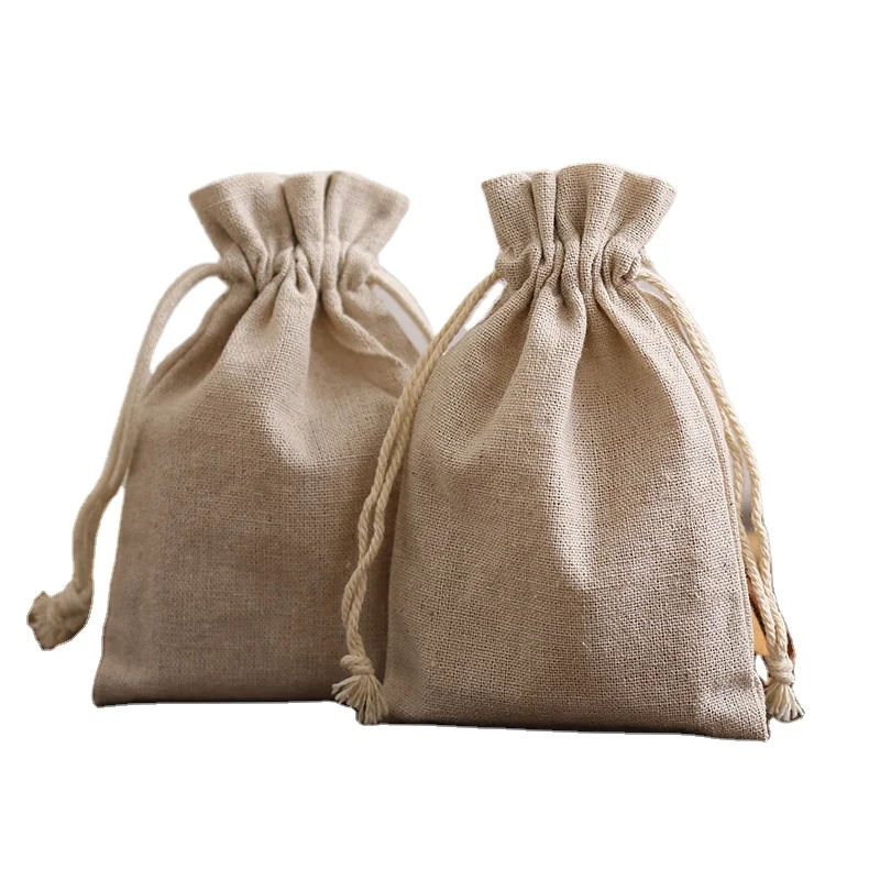 Wholesale Jute Hessian Packaging Drawstring Bag Linen Pouch