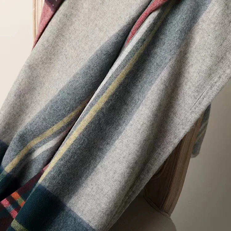 Inner mongolia cashmere travel wrap stole scarf wool oversize plaid blanket doubled sided shawl wholesale